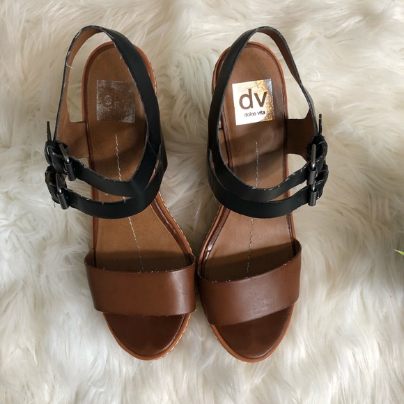 DV by DOLCE VITA Brown and Black Platform Wedges - Picture 2 of 6